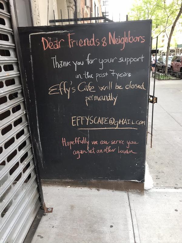 Effy's Cafe Closes