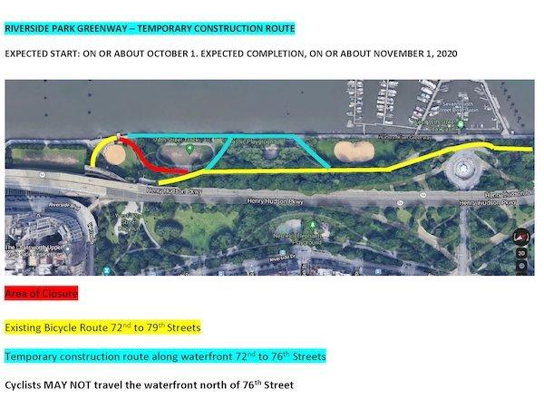 riverside park greenway temp construction route