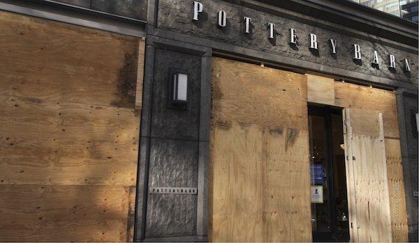 pottery barn boarded up
