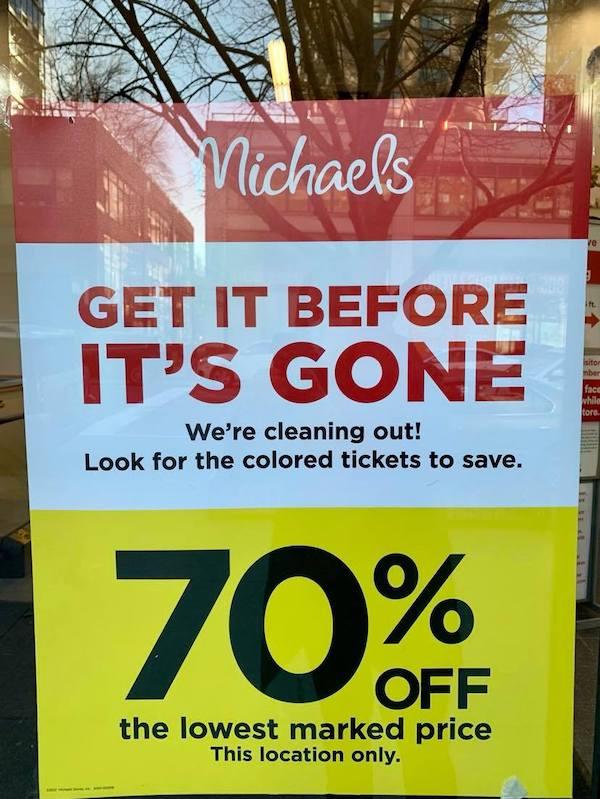Michael's 70% off