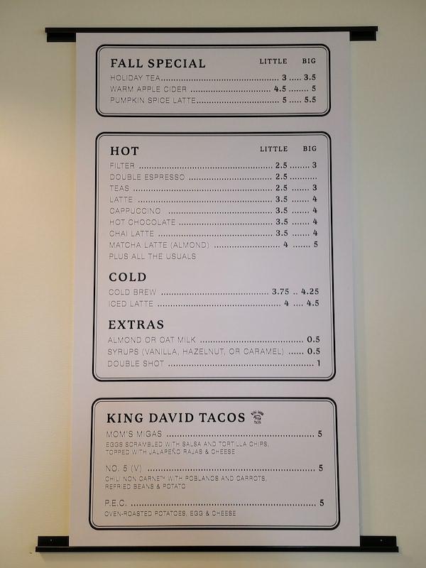 Blank Street menu