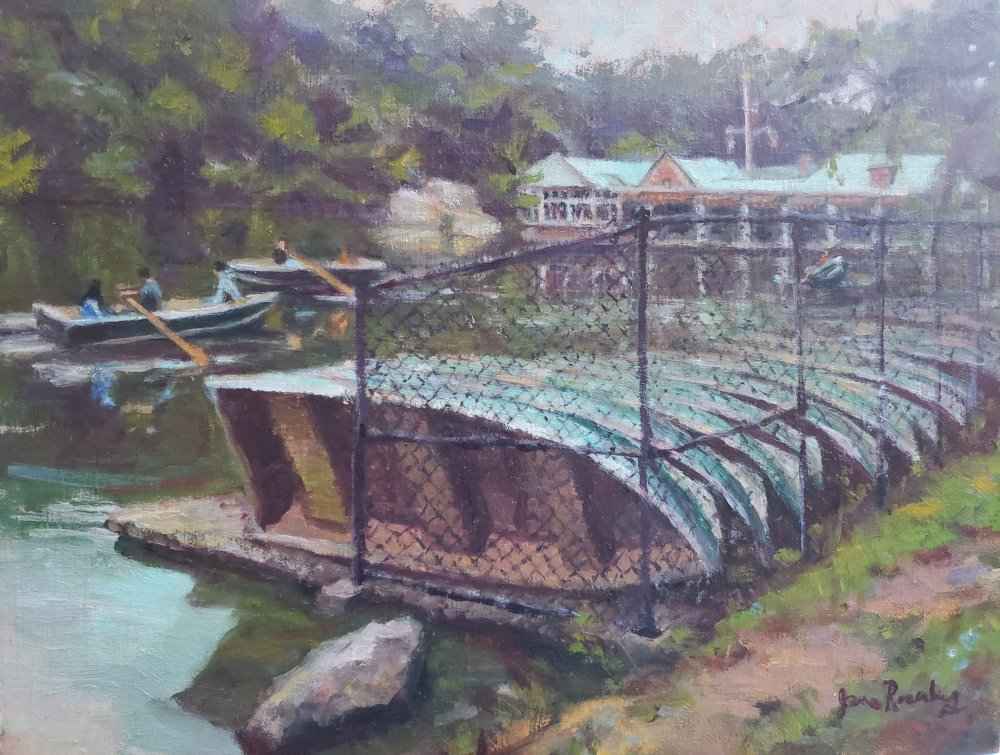 Rowboats in Central Park, 11 x 14, oil on board, by Jane Rosenberg