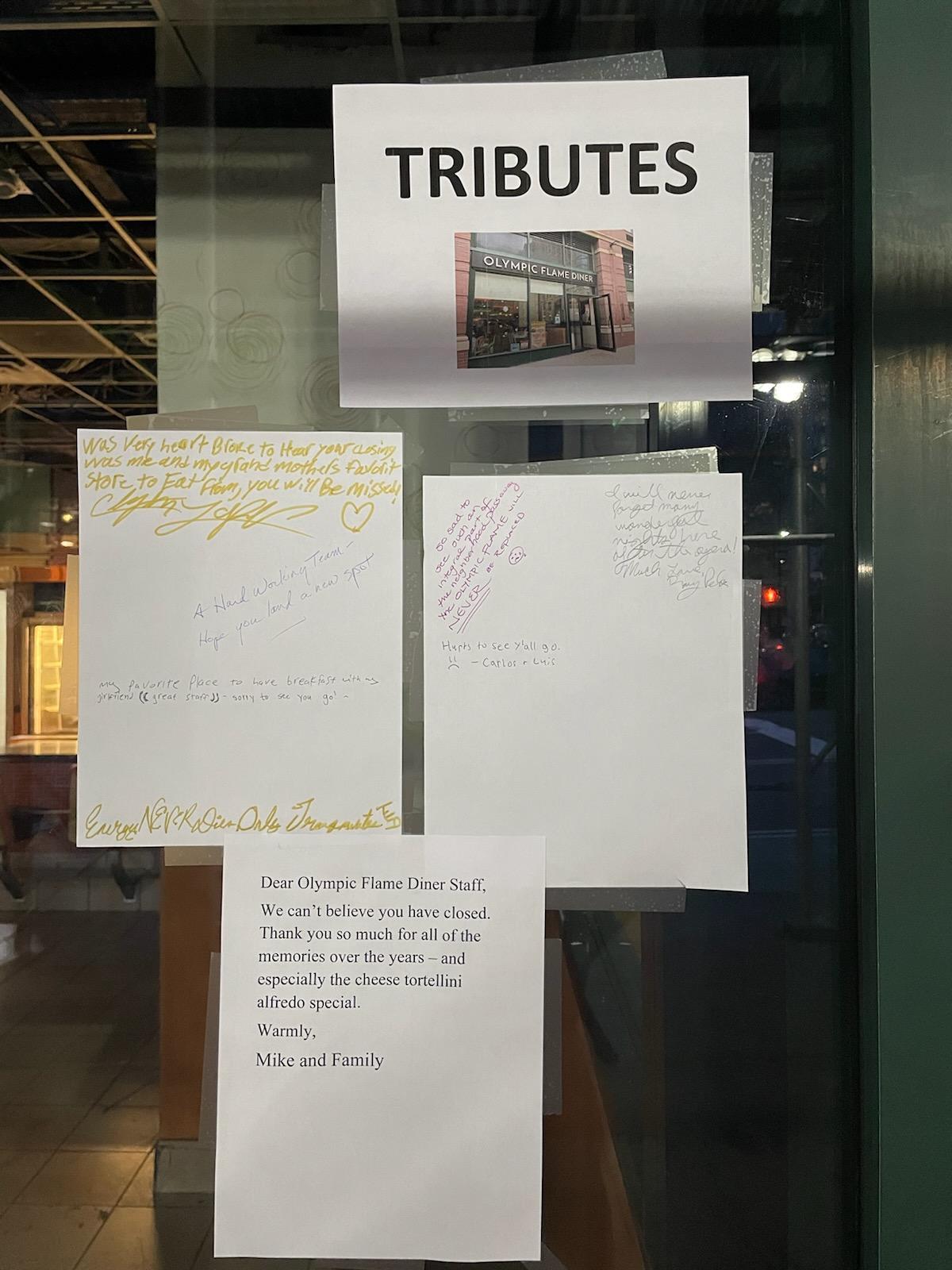 Olympic Flame Diner tributes