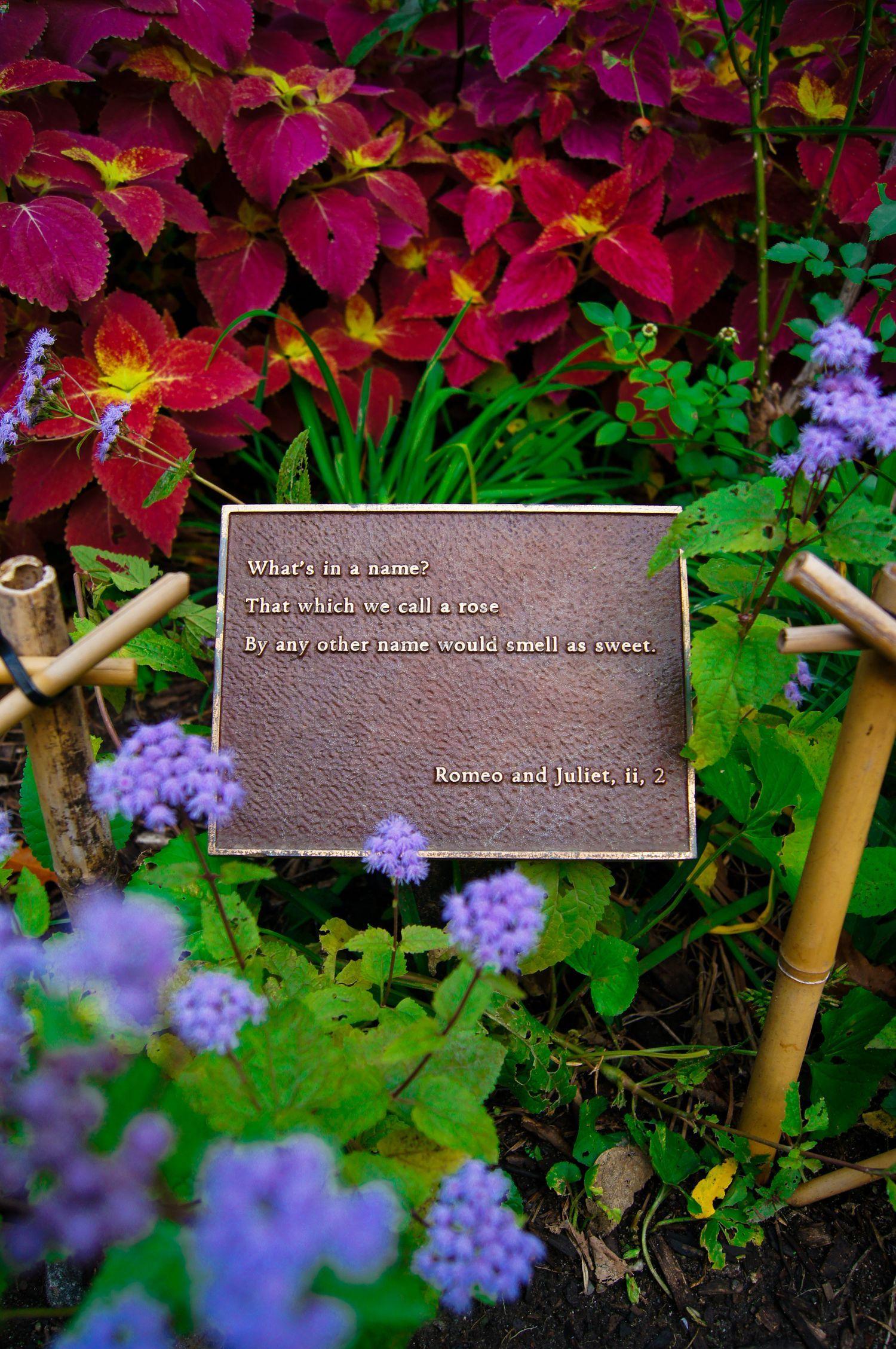 romeo and juliet plaque shakespeare garden