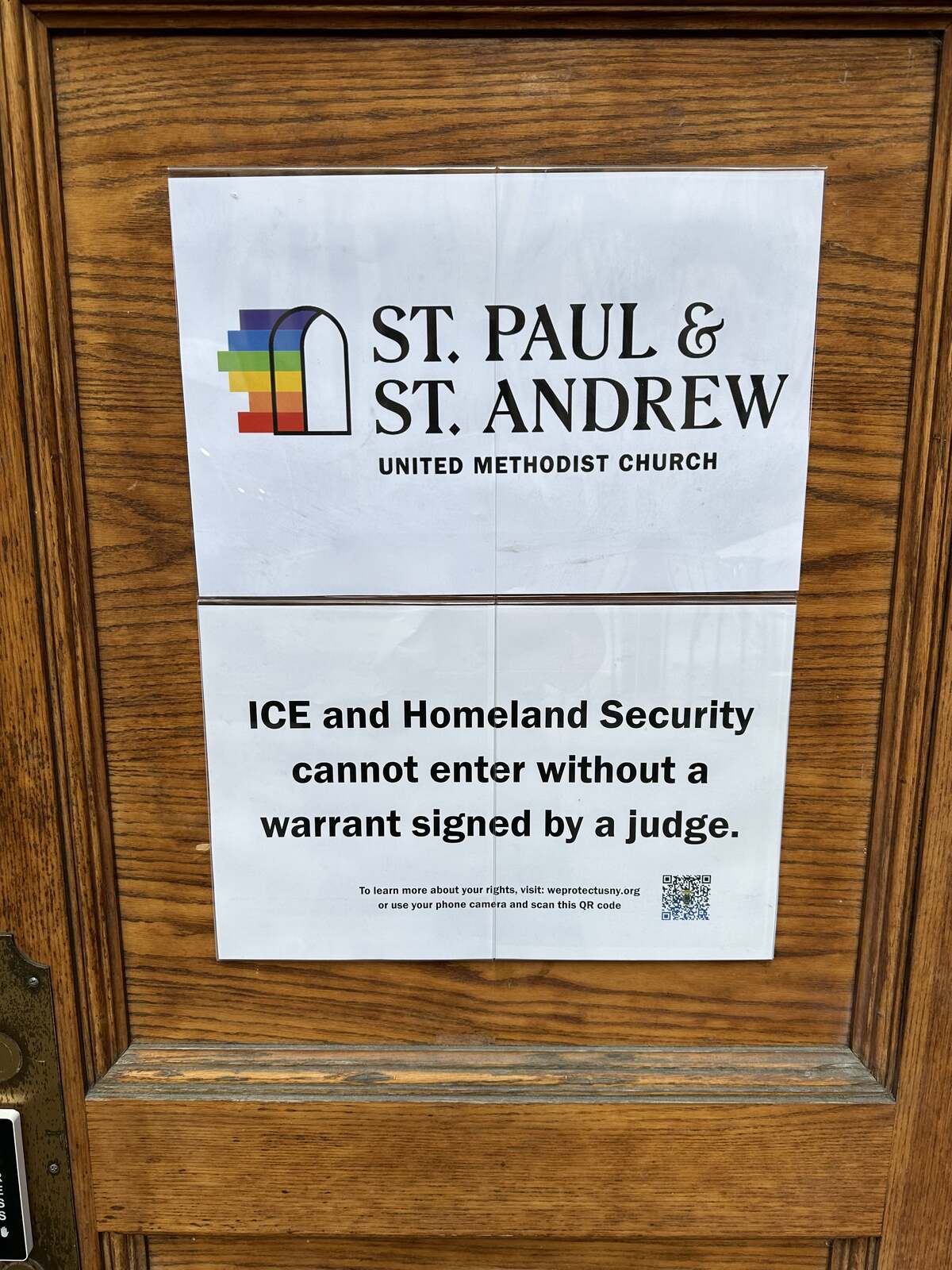 st paul st andrew sign on door